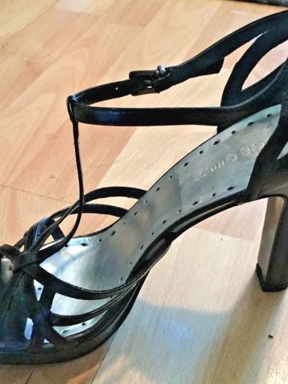 BCBGirls Black Strappy T-Strap High Heel Platform Sandals